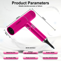 Secador de Pelo Profesional Iónico Linkbeauty de 1850W con Pantalla LED, Función de Autolimpieza, Motor Silencioso sin Escobillas, Doble Voltaje 110,000