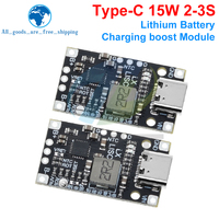 Module de charge et de suralimentation pour batterie au lithium Type-C USB 2/3S BMS 15W 8.4V 12.6V 1.5A avec équilibrage et charge rapide, avec indicateur