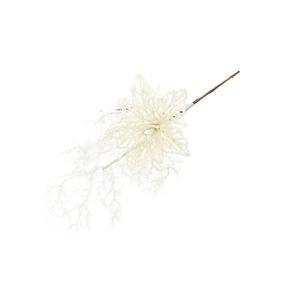 WHITE GLITTER <b>FLOWER</b> <b>PICK</b> H 35CM - Product Image 1