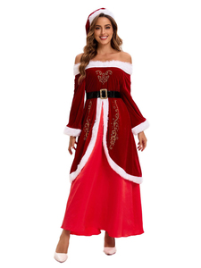 Disfraz de cosplay de la señora Claus, elegante y sexy, falda navideña con hombros descubiertos, gorro de Papá <span class=keywords><strong>Noel</strong></span> y cinturón - Product Image 1