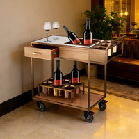 Chariot à boissons et à nourriture de luxe moderne pour hôtel, restaurant, bar à domicile et salle à manger, 4 roues