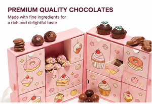 Chocolate Advent <b>Calendar</b> with 24 Compartments Pink Holiday Countdown Gift Box for Kids Adults and Family Christmas Gifts - Product Image 3