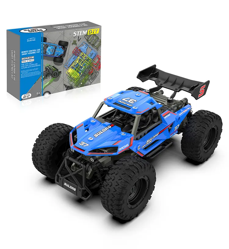 2023 2.4G Mainan Mobil Remote Control Mainan Bangunan RC Truk Balap Kit Blok Kendaraan Rakitan untuk Anak Laki-laki