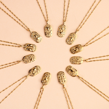 Custom 18K Gold Plated Aries Pendant Necklace Non-Tarnish Stainless Steel Link Zircon Waterproof Costellazione Jewelry for