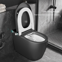 WC intelligent gris mat sans réservoir, monobloc allongé, avec bidet à chasse automatique, siège chauffant, affichage LED et désodorisant