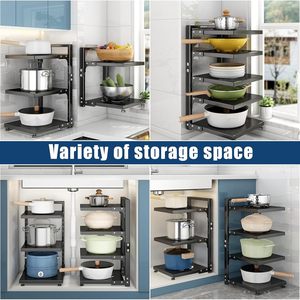 Ou Shu Mei Multi Layer Pot Rack Standing Type <b>Kitchen</b> <b>Storage</b> <b>Shelf</b> For Cookware Draining Dish Rack Non Folding Design - Product Image 4