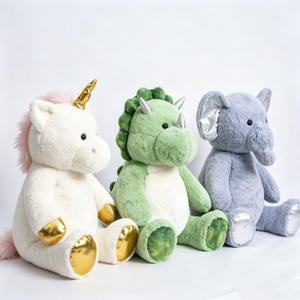 Ensemble de sacs à dos en peluche personnalisés pour enfants, licorne, dinosaure, éléphant, trio d'animaux fantastiques, lot de 3, rembourrage en coton PP, unisexe - Product Image 1