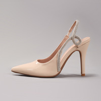 Chaussures sexy pour femmes en cuir verni, à talon ouvert, bout pointu, pour l'extérieur, idéales pour l'été, les soirées, les bals de promo et les mariages, à talon très haut et fin, rehaussant la silhouette