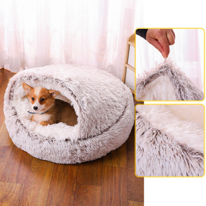 Winter Warm Semi Enclosed <b>Cat</b> Bed Round Soft Pet Bed With Cover And Blanket For Indoor <b>Cats</b> 40cm 50cm 60cm 65cm 70cm 80cm 100cm - Product Image 2