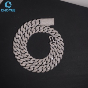 Premium Wholesale S925 Solid Silver 16MM Width Cuban Link <b>Chain</b> Micro Pave Moissanite <b>Iced</b> <b>Out</b> Men Women Hip Hop Jewelry - Product Image 1