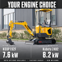 Excavator Mini 1,2 Ton Bersertifikasi CE, Alat Penggali Hidrolik Kompak dengan Trek Karet untuk Konstruksi Kebun dan Pertanian