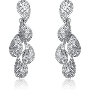 <b>Diamond</b> Teardrop <b>Dangle</b> <b>Earrings</b> 2.52 Cttw Round Cut 925 Sterling Silver Prong Setting For Women Wedding Jewelry - Product Image 3