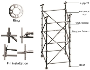 Échafaudage à poutres en acier galvanisé Q345 Q235, barres transversales à embout, poteaux verticaux, supports diagonaux, pince supérieure pour <span class=keywords><strong>plateau</strong></span> - Product Image 4
