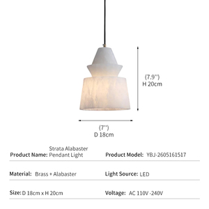 Lámpara Colgante de Latón y Alabastro, Estilo Italiano Minimalista, para Isla de Cocina, Comedor, Dormitorio, Cafetería, Lujosa, en Forma de Pagoda Geométrica de Varias Capas - Product Image 2