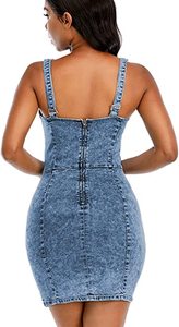 Jupe à fermeture éclair pour femmes, vêtements moulants, Shorts en jean, robes à bretelles pour femmes, Sexy, fermeture éclair en Denim - Product Image 4