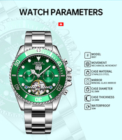 Montres pour hommes automatique mécanique marque de luxe cadran vert montre avec logo affaires étanche montres pour hommes poignet