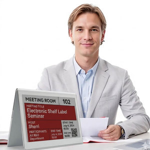 Présentoir de table intelligent 7,5 pouces double face à écran électronique 3 couleurs pour cartes de visite, système de conférence de bureau, étiquette nominative E-Ink pour femmes - Product Image 1