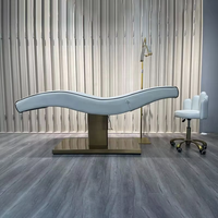 Nouveau Lit de Beauté Électrique de Luxe Doré, Lit Facial et pour Cils en Cuir Blanc, Table et Lit de Massage, Mobilier de Salon, Lit Incurvé pour Cils