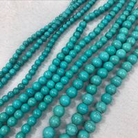 Vente en gros 3-6mm vert blanc turquoise pierres précieuses rondes perles de pierre naturelle brins prix pas cher
