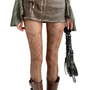 Gray Hollowed Out Lace Pantyhose Ultra Thin 0D Sheer Fishnet Tights For Women Summer Spring Autumn - Product Image 5