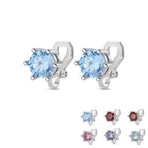 Clip-on <b>Earrings</b> Round Zircon U-shape Claw Setting Zinc Alloy Party Fashion Jewelry for Men - Product Image 1