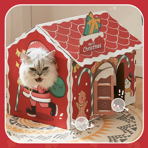 Caja de cartón RTS para casa de gatos, tablero para rascar artesanal, nido de gatito, ventana pequeña para interiores, automontaje, papel corrugado, suministros de Juguetes - Product Image 5