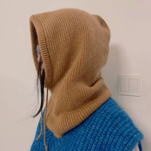 Coupe-vent vert couleur laine mérinos couvre-chef Wicked bonnet à capuche unisexe chaud col roulé <span class=keywords><strong>grosse</strong></span> <span class=keywords><strong>cagoule</strong></span> tricotée - Product Image 5