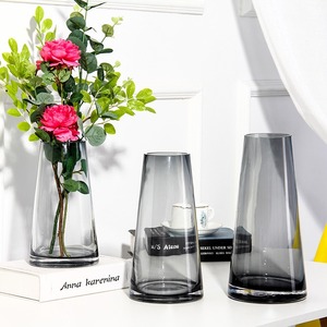 Flangia cristallo grigio fumo <span class=keywords><strong>vetro</strong></span> oro <span class=keywords><strong>disegno</strong></span> <span class=keywords><strong>vaso</strong></span> domestico semplice salotto <span class=keywords><strong>vaso</strong></span> <span class=keywords><strong>di</strong></span> fiori all'ingrosso - Product Image 2