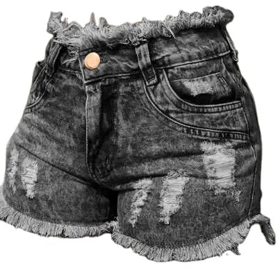 Ripped Tassel Edge Denim Shorts Woman Summer New High Waist Wide Leg Slimming Fashion Jeans Hot Pants