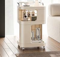 Table d'appoint roulante avec porte-gobelet, chariot de rangement mobile avec tiroir pour salon, chambre et usage domestique – Offre spéciale