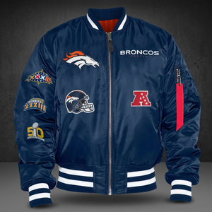 Chaqueta Bomber de Satén con Bordado de los Navy Broncos, para Invierno, al Mejor Precio, Personalizada, 100% Poliéster, Cuello Alto, Ecológica, de Secado Rápido, para Hombre - Product Image 3