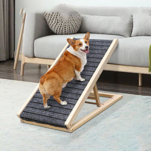 Rampa para cama de perro de madera de pino de altura ajustable Escalera para mascotas Rampa Escaleras para sofá para coche con pasamanos - Product Image 1