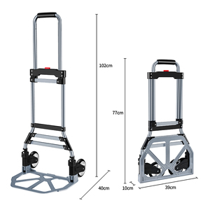 Troli Lipat <span class=keywords><strong>Aluminium</strong></span> Tugas Berat, Troli Roda Dua Lipat, Kapasitas 80KG, Troli Serbaguna untuk Belanja dan Penyimpanan - Product Image 1