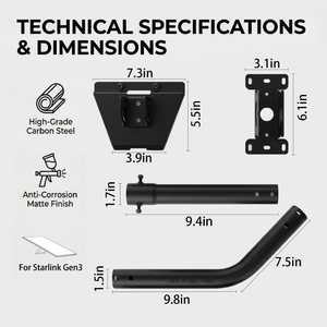 Soporte de Pared Ajustable para Starlink, Soporte Resistente a la Intemperie para Antena Starlink con Fácil Instalación y Alineación Óptima de la Señal - Product Image 2