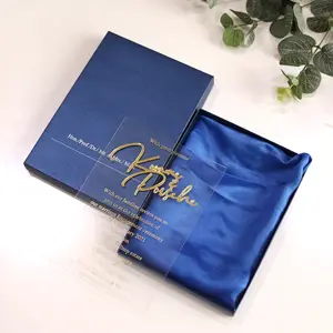 Luxury Gold Letters Bride Groom Names DIY Clear Acrylic Invitation With Paper Box For Wedding Event Decoration