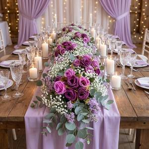 Ramo de Rosas de Seda Lila de Tacto Real, Elegantes Flores Artificiales de Color Morado para Centros de Mesa de Boda, Decoración de Mesa para el Hogar, Arreglos Florales - Product Image 4