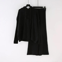 Ensemble de pyjama en cachemire pour femme, pantalon et pull, avec pull en cachemire, pull à capuche
