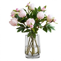 Bunga Peony Simulasi 2 Kepala Gaya Eropa untuk Dekorasi Pernikahan, Rumah, Hotel, Rangkaian Bunga dari Kawat Sutra Plastik Lembut