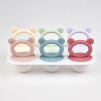 Nouvel arrivage : Moule à sucettes glacées en silicone pour bébé avec poignées de dentition, compartiments séparés, pour la préparation de glaces aux fruits congelés pour les tout-petits
