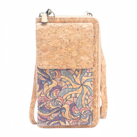 Tas Telepon Kork Vintage Multifungsi Dompet Portabel dengan Lapisan Poliester dan Penutup Tombol Aksesoris Populer