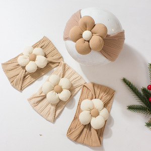 Großhandel Günstige Mikro faser Breites Haarband Niedliches Blumen design Neugeborene Haarschmuck Mädchen Baby Stirnband für Neugeborene Kleinkinder - Product Image 3