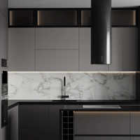 Ensemble complet de meuble de cuisine en bois massif sur mesure avec évier et robinet, design moderne, doté d'un panneau en MDF mélaminé et d'un panier coulissant pour tiroir
