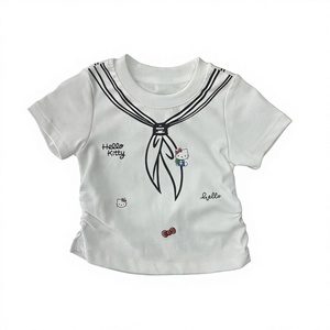 <span class=keywords><strong>T</strong></span>-<span class=keywords><strong>shirt</strong></span> pour filles en coton à manches courtes avec imprimé de dessin animé, hauts décontractés d'é<span class=keywords><strong>t</strong></span>é pour enfants, vente en gros de vêtements pour enfants - Product Image 2