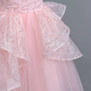 Robe de soirée longue en tulle bouffant de haute qualité MS RTS, robe de mariée rose maxi, costume de princesse pour filles - Product Image 4