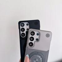 Casing Ponsel Kulit PU Tanpa Bingkai Mewah dengan Magnet untuk Samsung S26 S23 S24 S25 Ultra Dengan 360 °   Casing Pelindung Anti Benturan Ring Stand Hard PC
