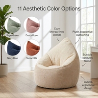 Fauteuil ergonomique sensoriel en forme de goutte d'eau pour enfants, fauteuil paresseux pour bébé en velours côtelé Sherpa de qualité supérieure, siège en mousse rempli de mousse EPS