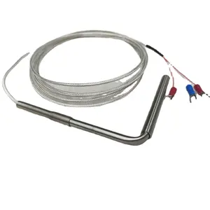 Sensor suhu bentuk L, pemancar suhu PT100 RTD TC dengan 3 kabel