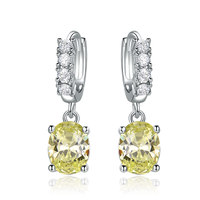 Luxe Valentines Gift Zirconia Citrien Diamond S925 Sterling Zilveren Bruids Oorbellen Hoops