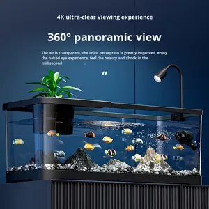 Aquarium de bureau écologique avec paysage de rivière pour salon - Plastique haute transparence, création de vagues, adapté aux tortues - Ensemble complet - Product Image 2