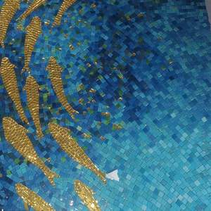 Mosaïque en verre moderne <span class=keywords><strong>de</strong></span> luxe, art mural artisanal en forme <span class=keywords><strong>de</strong></span> poisson, verre artistique décoratif pour les murs <span class=keywords><strong>de</strong></span> la salle <span class=keywords><strong>de</strong></span> bain - Product Image 3